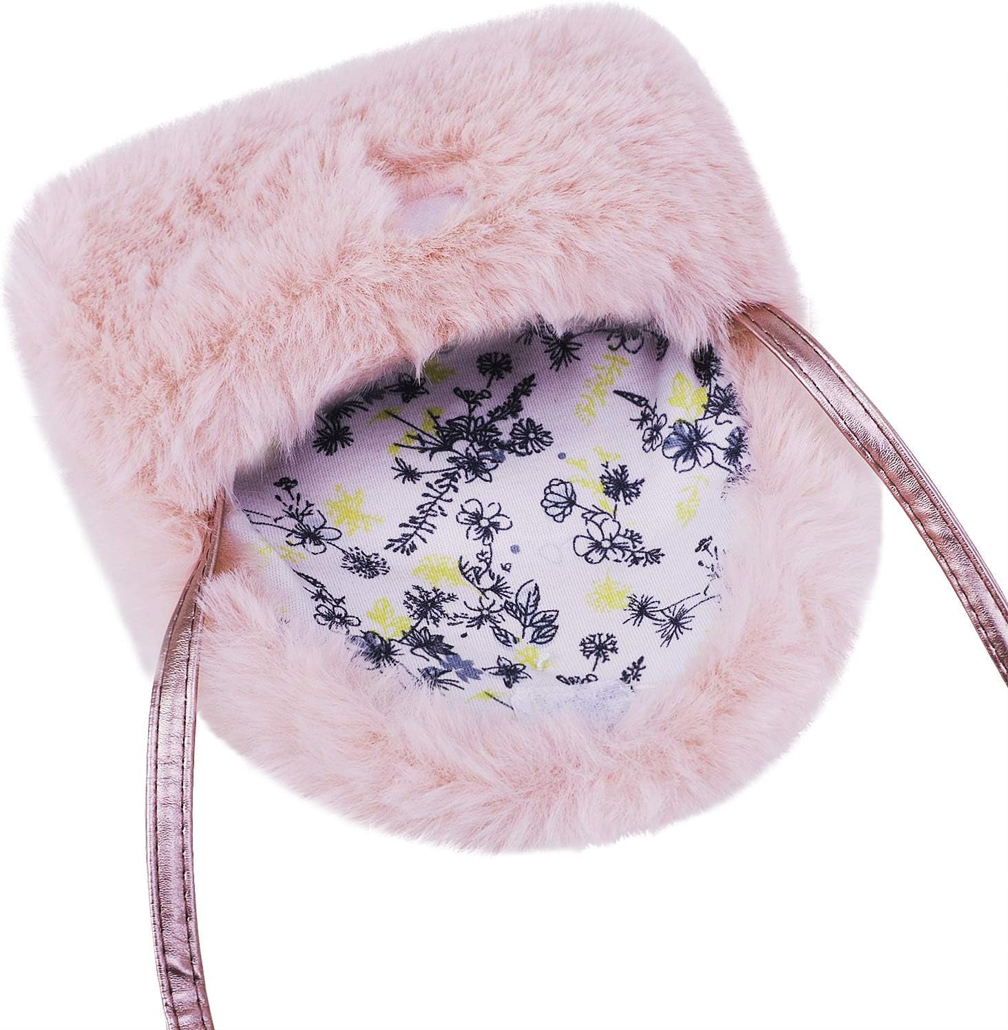 Kids Girls Toddlers Hairy Mini Shoulder Bags Messenger Bags Small Purse Cross Body Handbag for 1-5 Yrs