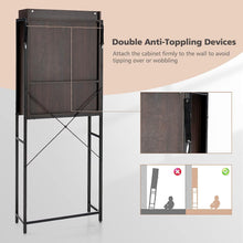 Load image into Gallery viewer, Over-The-Toilet 4-Tier Storage Cabinet, Freestanding Bathroom Organizer W/Adjustable Shelf &amp; Sliding Cabinet Door, Multifunctional Bathroom Space Saver (Brown)
