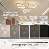Modern LED Ceiling Light,Dimmable Acrylic Flush Mount Ceiling Lamp,3 Petals Metal Flower Shape Chandelier Lighting Fixture for Living Room Bedroom Kitchen Office Dining Room