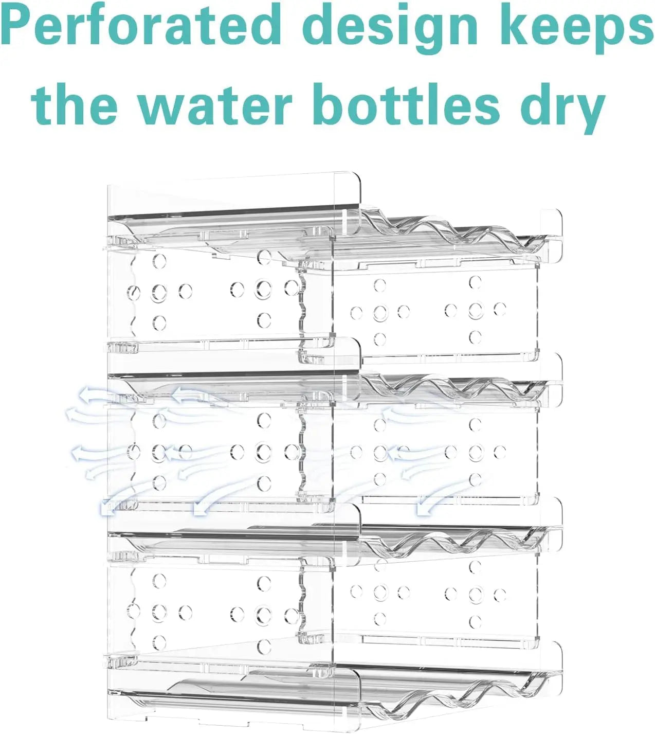 Water Bottle Organiser, Water Bottle Holder Plastic Stackable Water Bottle Storage Rack for Kitchen Cabinets, Countertop, Pantry Storage and Fridge, Free-Standing Tumbler Kitchen Storage Holder for Wine and Drink Bottles (4 Pack)