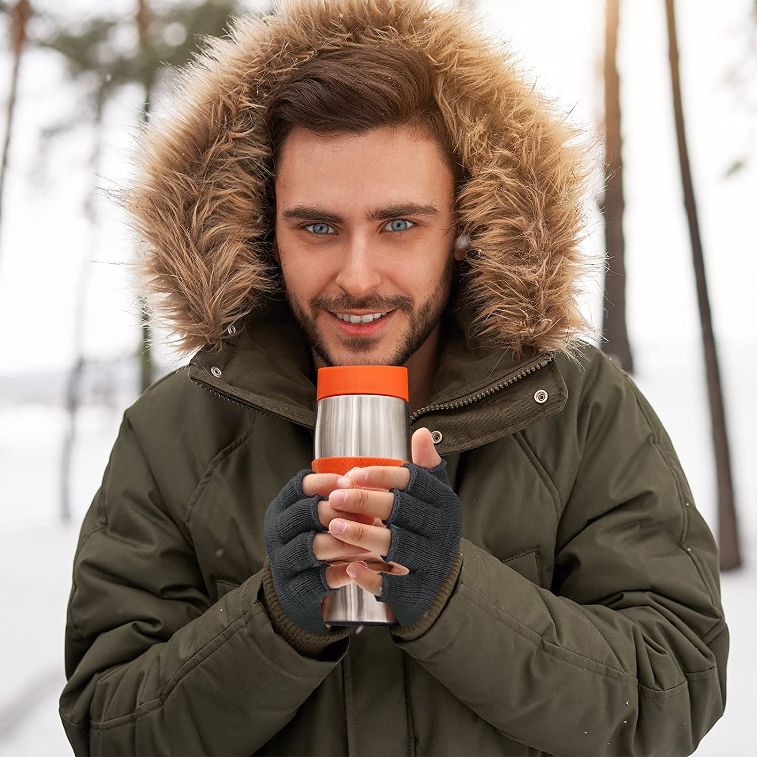 4 Pairs Winter Half Finger Gloves Knitted Fingerless Mittens Warm Stretchy Gloves for Men and Women