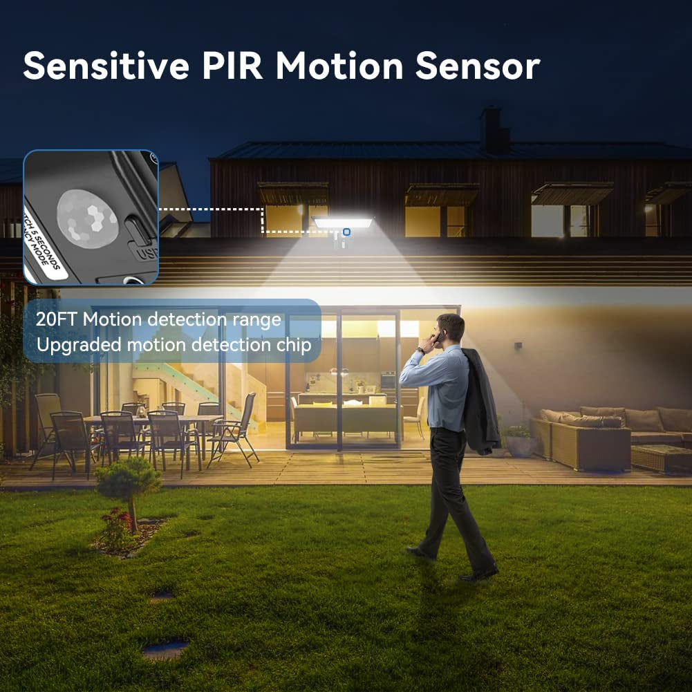 Solar Lights Outdoor Motion Sensor, 90 LED Solar Powered Exterior Wall Security Light Waterproof for Porch Yard Patio Garage, Dusk-To-Dawn, 6000K, USB Charging & Emergency Lighting 2 Pack