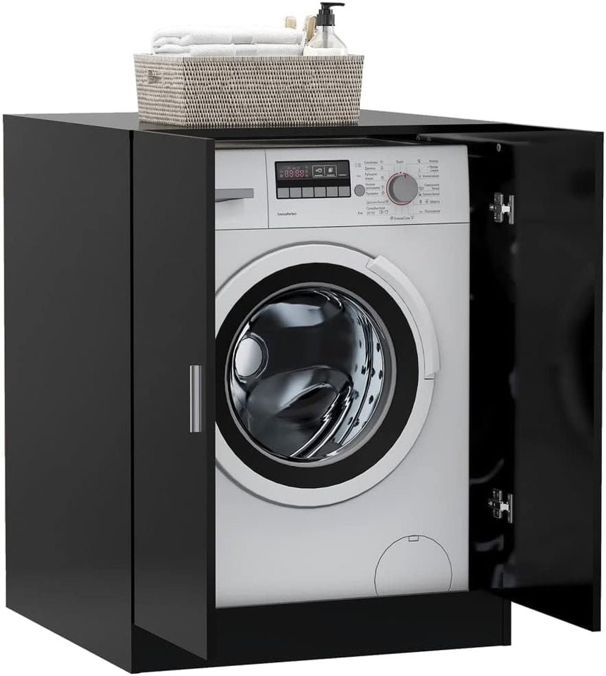 Washing Machine Cabinet Bathroom Washroom Toilet Laundry Room Cabinet Cupboard Shelf Rack Storage Organiser Home Furniture Black