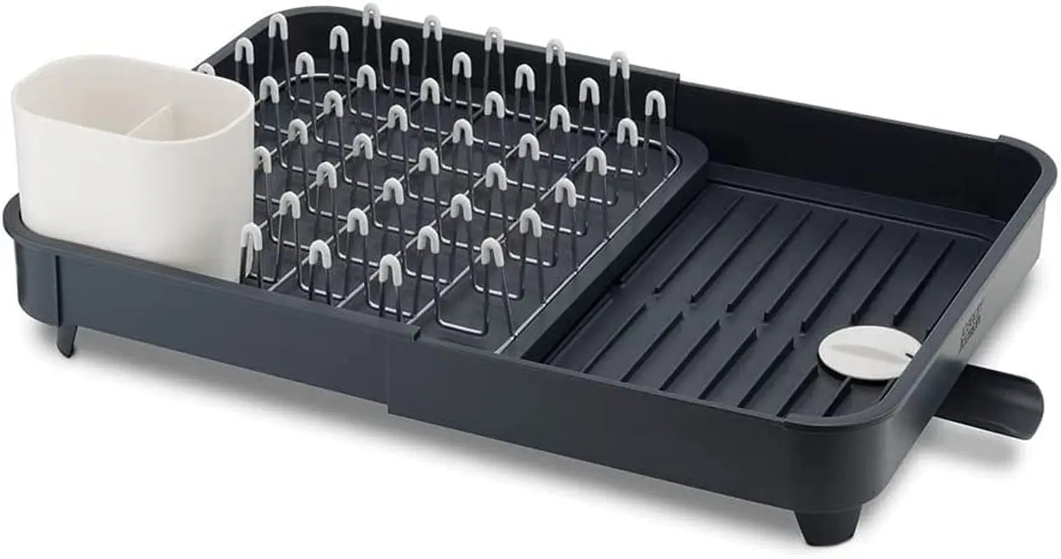 Extend Expandable Dish Drainer Rack with Removable Cutlery Holder Swivel Draining Spout – Grey
