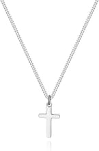 Load image into Gallery viewer, Cross Necklace for Boy Silver Stainless Steel Small Cross Pendant with Cuban Chain Necklace Simple Faith Jewelry for Kids Men Women Girls 16-24 Inches

