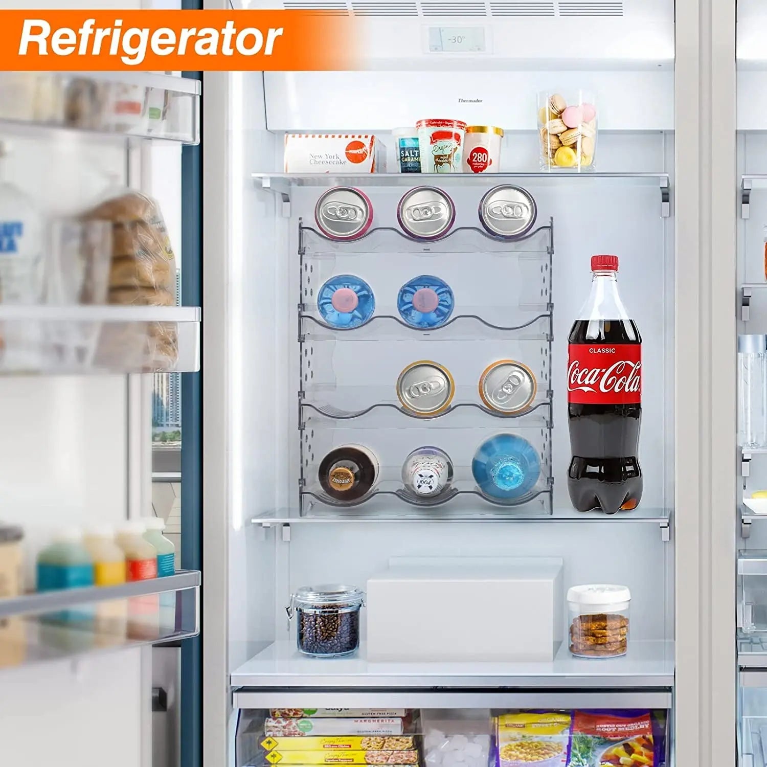 Water Bottle Organizer for Cabinet, 2 Pack Stackable Kitchen Pantry Organization and Storage Shelf, Plastic Water Bottle Holder for Fridge Kitchen Cabinet Organizer and Storage (Clear - 2)