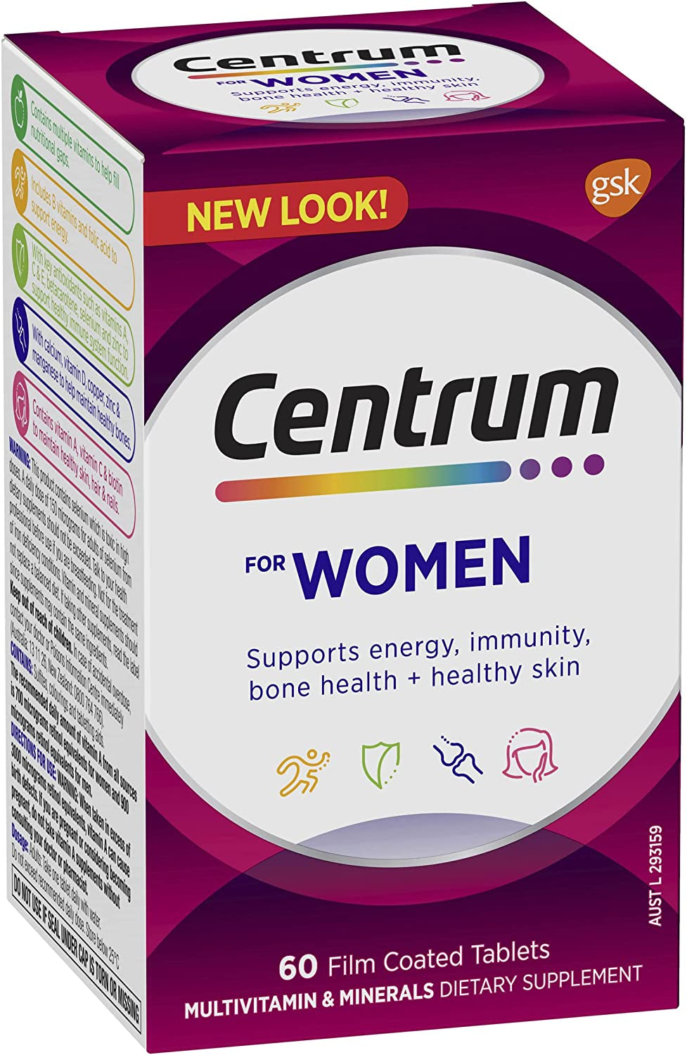 for Women, Multivitamin with Vitamins & Minerals to Support Energy, Immunity, Bone Health & Healthy Skin, 60 Tablets