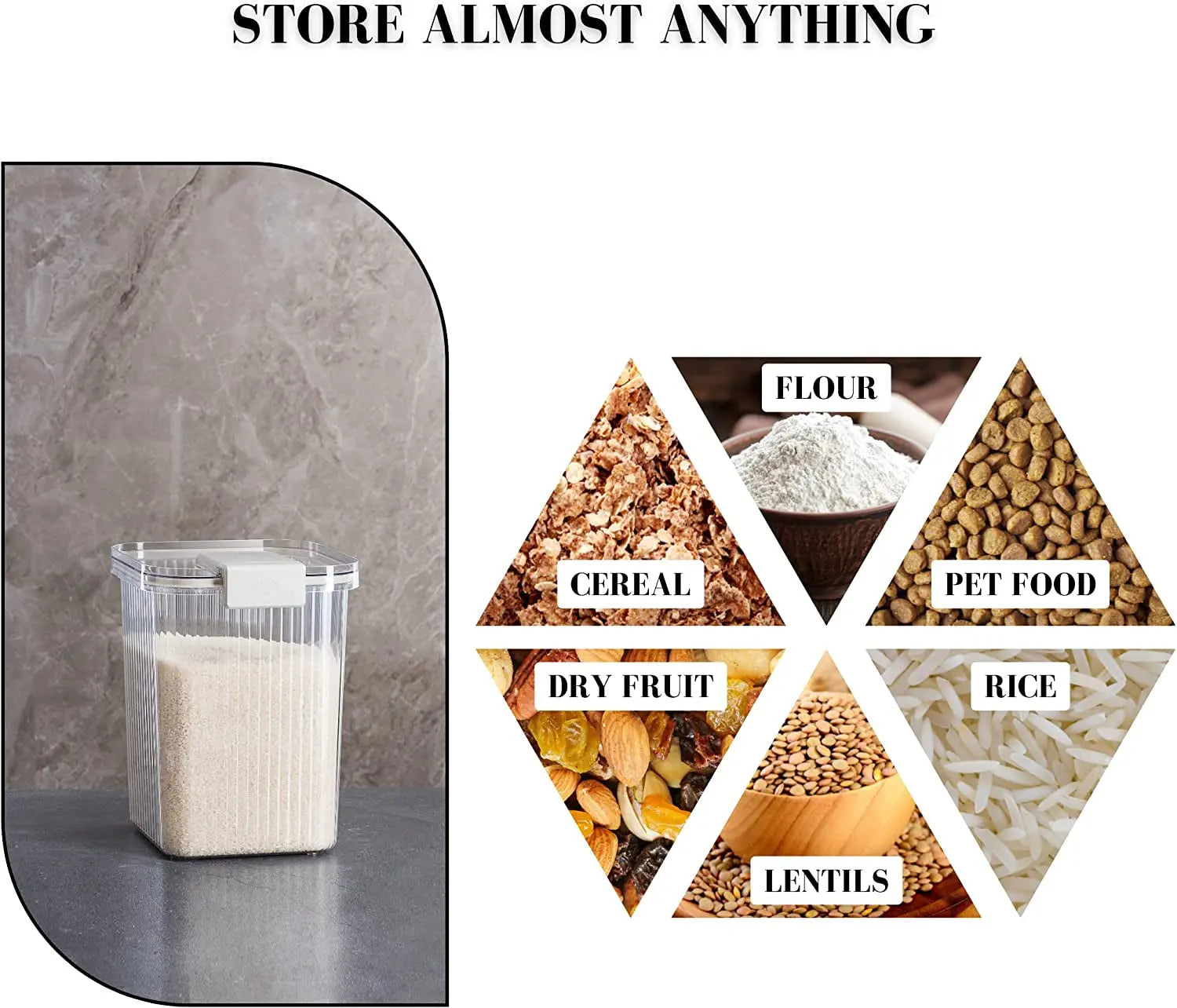 ™ 5 Piece Container Set, Large Airtight Food Storage Container Set of Two, 10KG and 5KG Storage Container Comes with Scoop and 3 Containers for Kitchen and Pantry Organiser