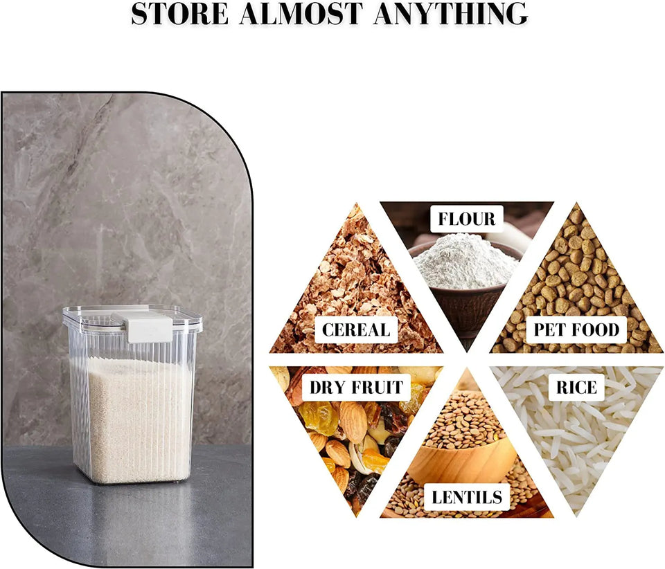 ™ 5 Piece Container Set, Large Airtight Food Storage Container Set of Two, 10KG and 5KG Storage Container Comes with Scoop and 3 Containers for Kitchen and Pantry Organiser