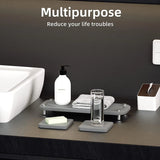 Instant Dry Sink Kitchen/Bathroom Organizer Countertop,Stone Sink Tray Caddy Fast Drying Absorbing Stone Sponge/Soap Tray/Cup/Toothbrush Holder