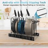 Pot Rack Organizers,8 Tier Pots and Pans Organizer,Adjustable Pot Rack & Pan Rack for Kitchen Counter and Cabinet,With 3 DIY Methods (Black)