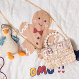 Little Girls Princess Purses Cute Crown Crossbody Bag Handbag with Pearl Handle for Kids Toddler