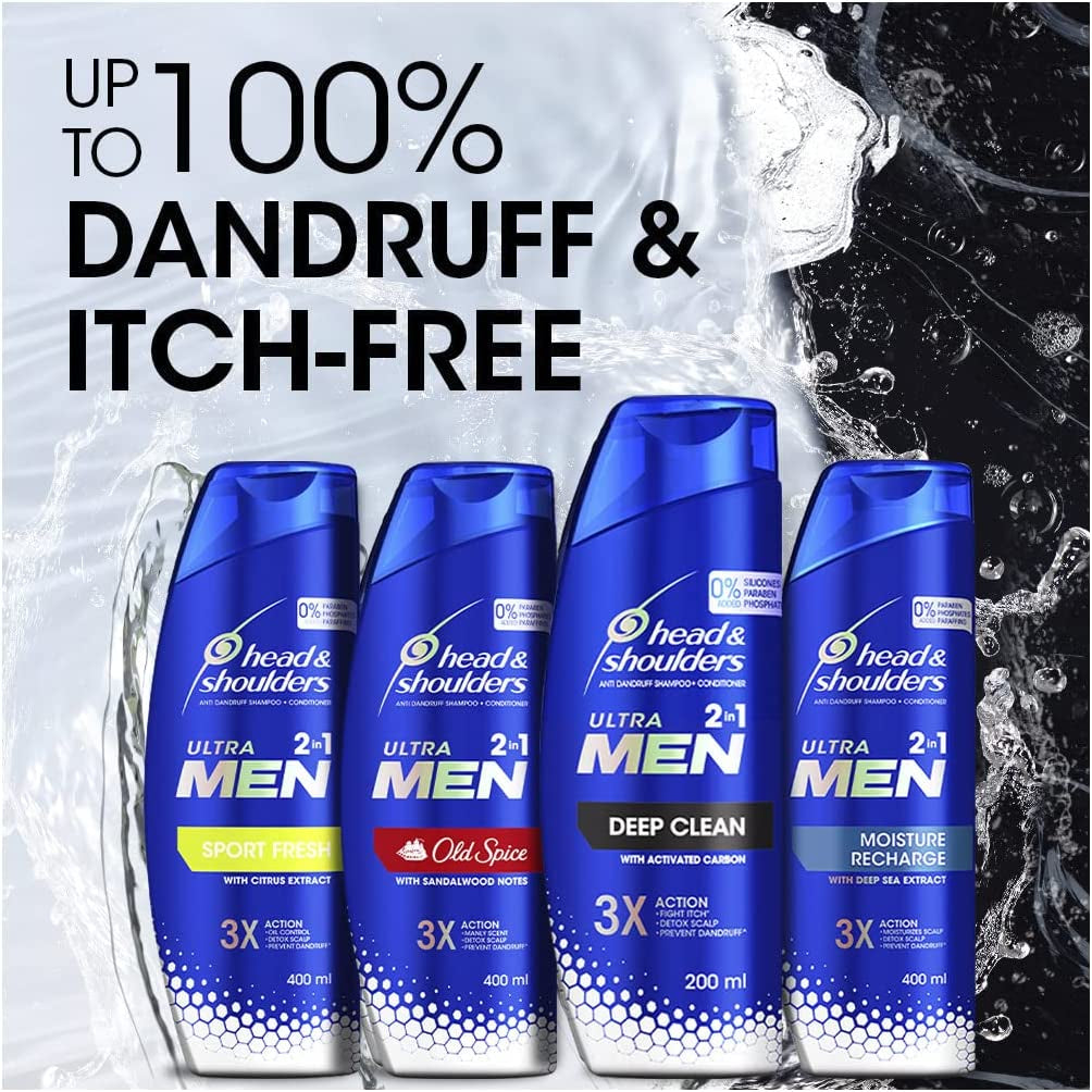 Ultra Men Deep Clean, Mens 2 In1 anti Dandruff Shampoo and Conditioner 550Ml