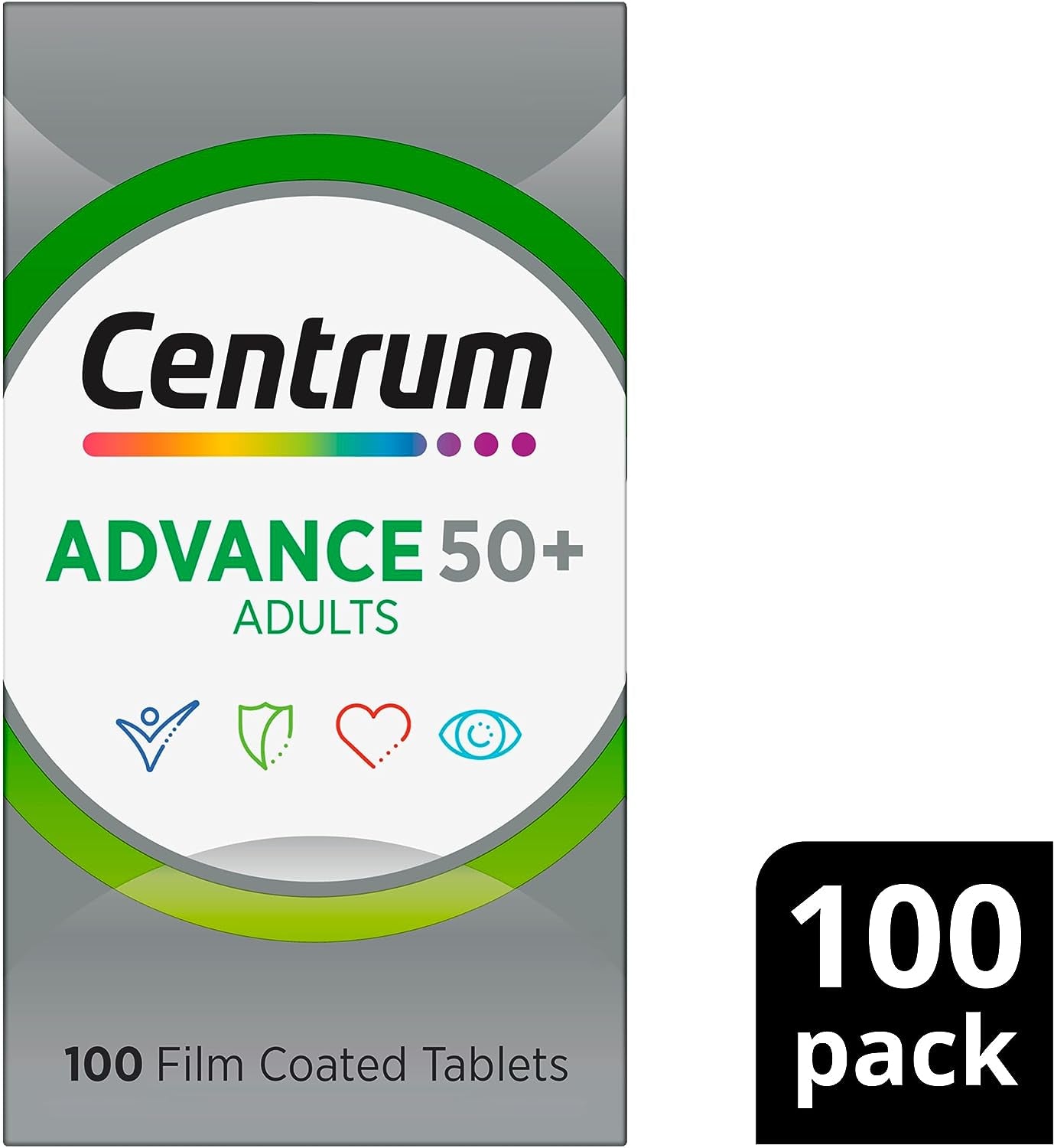 Advance 50+, Multivitamin with Vitamins & Minerals to Support Vitality, Immunity, Heart Health & Eye Health, 100 Tablets