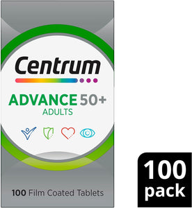 Advance 50+, Multivitamin with Vitamins & Minerals to Support Vitality, Immunity, Heart Health & Eye Health, 100 Tablets