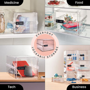 One™ | Compact and Hygienic Lockable Box for Food, Medicine, Tech and Home Safety (Crystal)