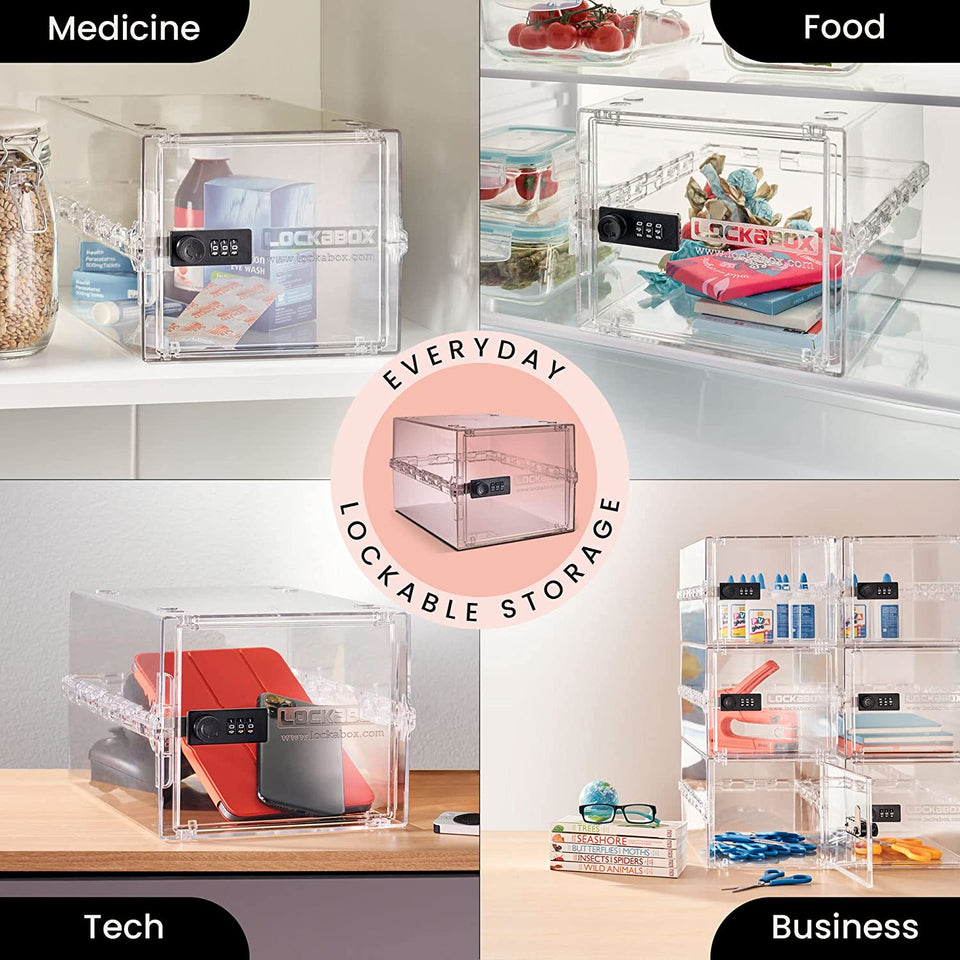 One™ | Compact and Hygienic Lockable Box for Food, Medicine, Tech and Home Safety (Crystal)