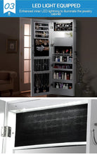 Load image into Gallery viewer, Dual Use Wall Mounted Hang over Mirror Jewellery Cabinet LED Light White

