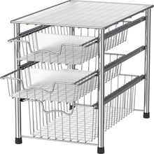 Load image into Gallery viewer, Simplehouseware Stackable 3 Tier Sliding Basket Organizer Drawer, Chrome
