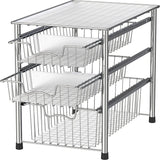 Simplehouseware Stackable 3 Tier Sliding Basket Organizer Drawer, Chrome