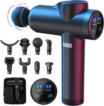 Load image into Gallery viewer, Massage Gun Electric Muscle Massager Deep Tissue 99 Speeds 2550Mah 3300 RPM Low Noise LED Touch Screen with 8 Replaceable Heads
