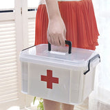 Medicine Box Storage Box Organizer 2 Layers with Compartments Family Emergency Kit Storage Case 9.25"X6.49"X5.31"