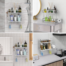 Load image into Gallery viewer, Over the Toilet Storage Shelf, 2-Tier Bathroom Storage Organizer Upgrade Punch-Free Toliet Storage Shelf, Home Storage Rack with Hooks Shelf (White)
