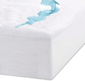 Cotton Waterproof Mattress Protector Baby Cot Fully Fitted Cotton Terry Towelling Mattress Protector Hypoallergenic and anti Dust Mite TPU Layer (Cot Size)