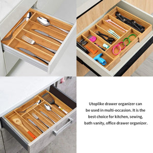 Bamboo Expandable Cutlery Organizer Tray: Holds Silverware, Flatware, Utensils, Cutlery Pattan Australia