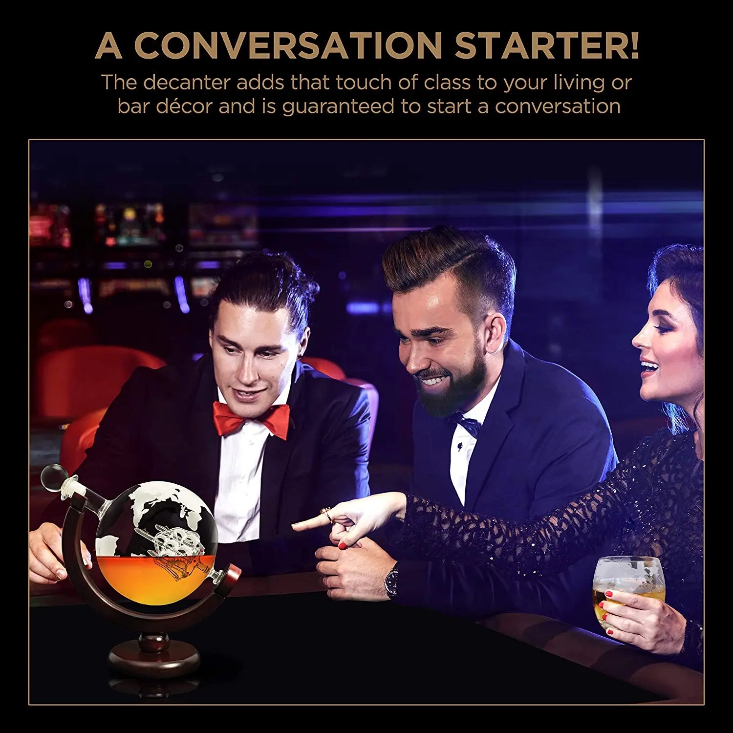 Whiskey Decanter Set World Etched  Antique Ship Glass Stopper, Pour Funnel Liquor Dispenser Spirits Perfect Gift pattanaustralia