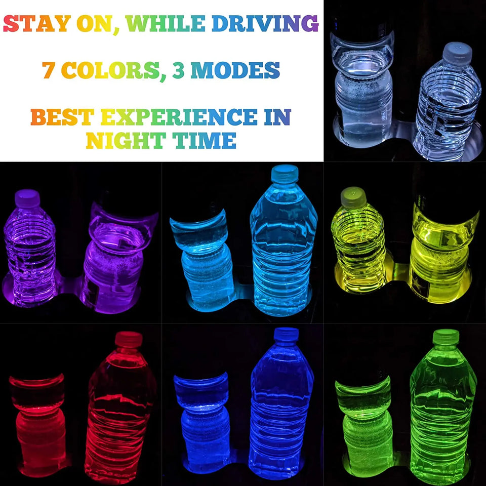 2PCS LED Car Cup Holder Lights Up Coaster, Colorful Interior Accessories Decoration of Car pattanaustralia