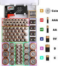 Load image into Gallery viewer, Lenoxx Battery Storage with Clear Cover Holds 93 Various Size Batteries Includes Tester
