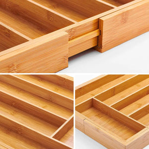 Bamboo Expandable Cutlery Organizer Tray: Holds Silverware, Flatware, Utensils, Cutlery Pattan Australia