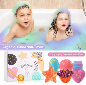 DUAIU Fizzy Bubble Bath 6pcs Bath Bombs for Kids Organic & Natural with Essential Oils Kid-Friendly Fruit Fragrance and a Bathing Mesh Ball pattanaustralia