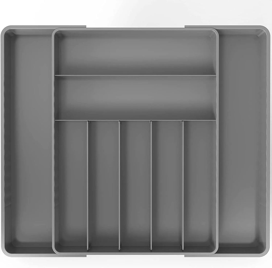 Simplehouseware Expandable Kitchen Drawer Flatware Organizer, Grey