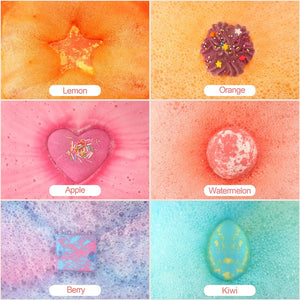 DUAIU Fizzy Bubble Bath 6pcs Bath Bombs for Kids Organic & Natural with Essential Oils Kid-Friendly Fruit Fragrance and a Bathing Mesh Ball pattanaustralia