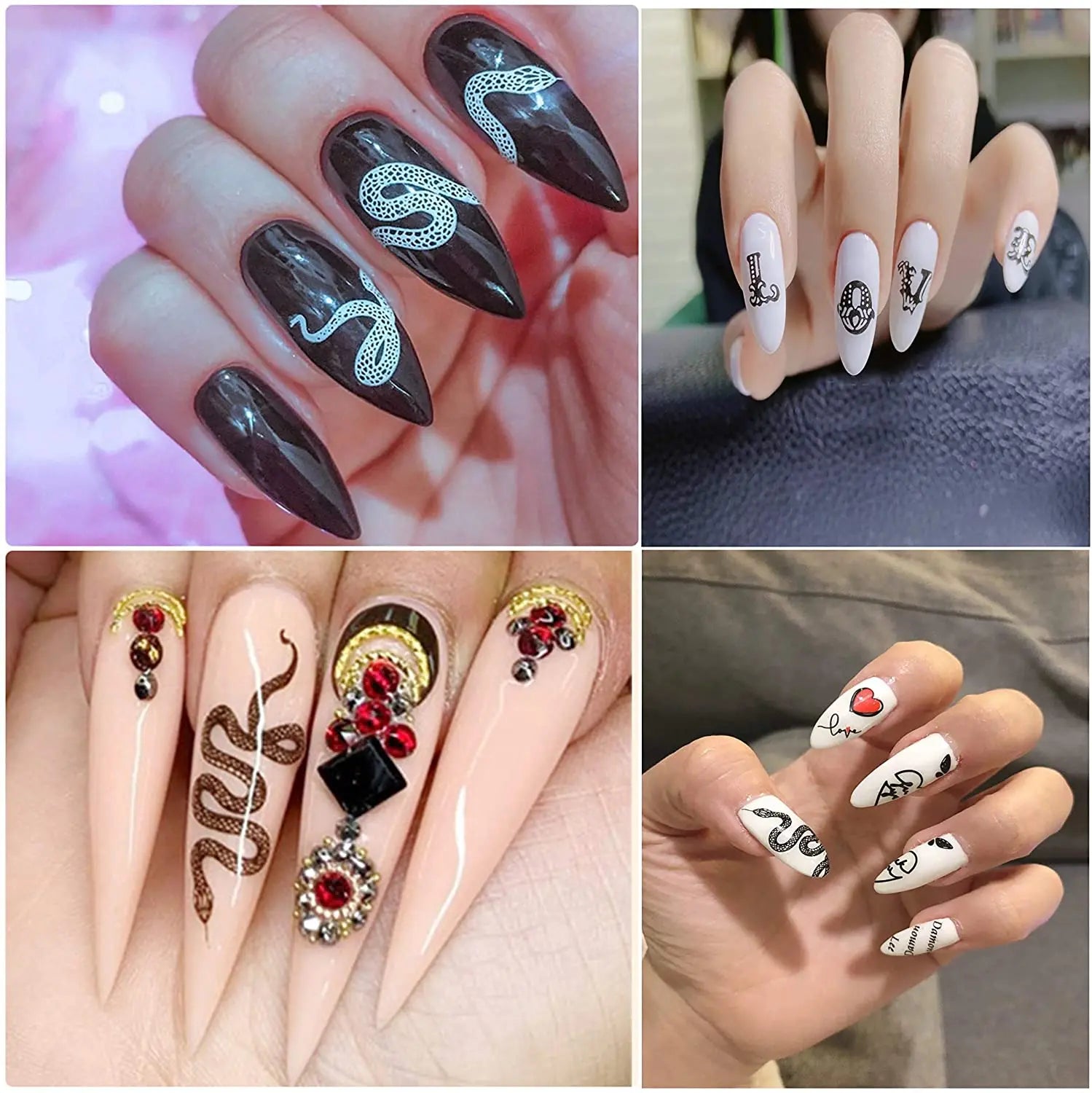 self-Adhesive Nail Art Stickers with Dragon, Snake, Butterfly, Rose, Patterns pattanaustralia