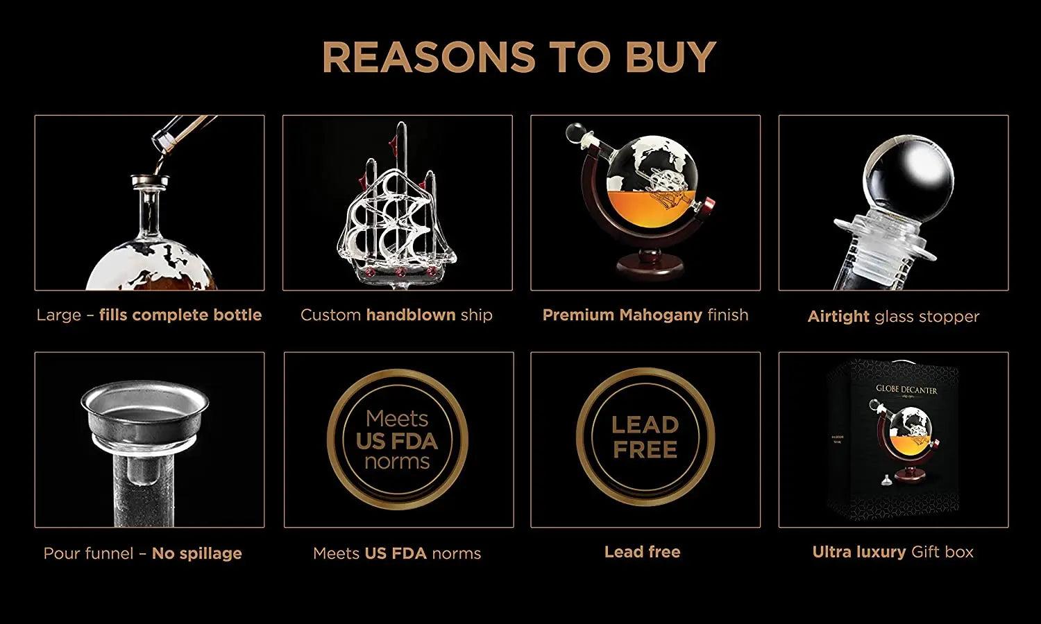 Whiskey Decanter Set World Etched  Antique Ship Glass Stopper, Pour Funnel Liquor Dispenser Spirits Perfect Gift pattanaustralia