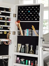 Load image into Gallery viewer, Luxfurni LED Light Jewelry Cabinet Standing Mirror Makeup Lockable Armoire, Large Storage Organizer
