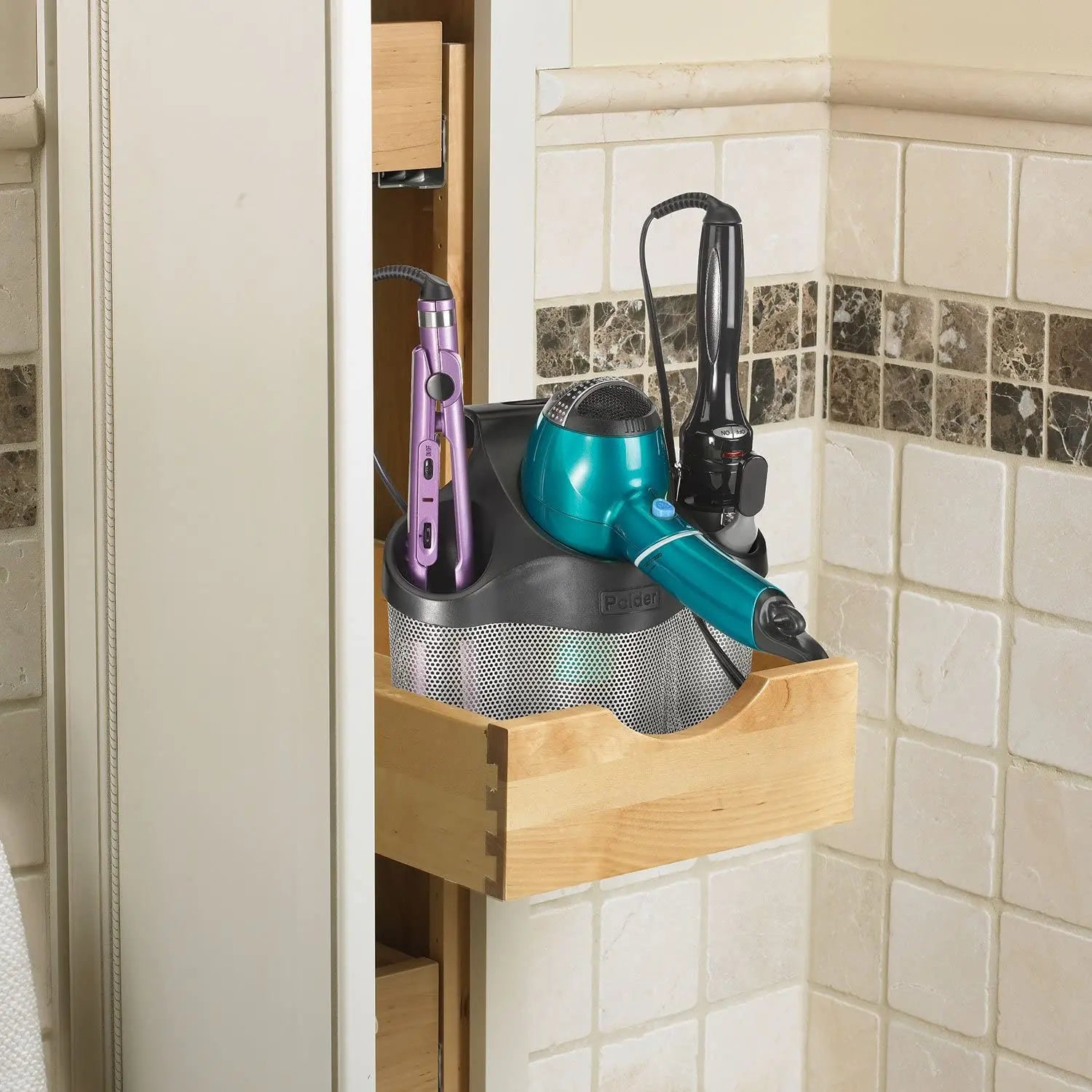 Polder Stainless Steel Style Station Hair Appliance Accessory, Black Pattan Australia