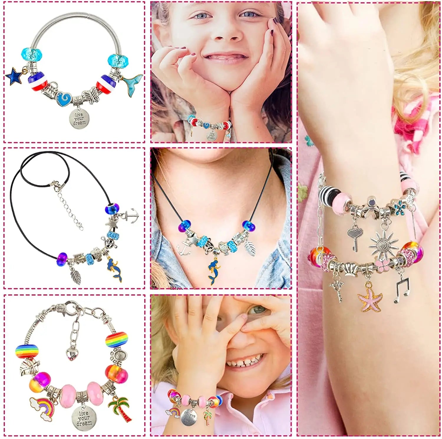 Jewellery Making Kit with Beads, Charms, Bracelets & Necklace String Pattan Australia