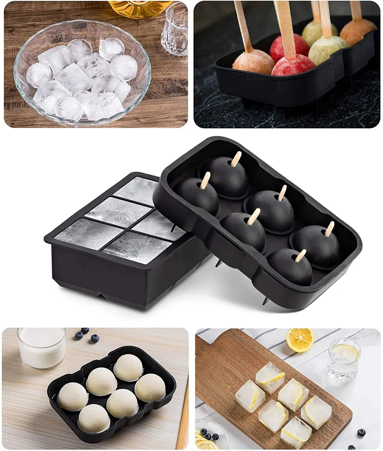 SUNSET Silicone Ice Cube Tray– Set of 2 Large Ice Cube Molds | Square & Sphere Ice Ball Maker for refrigerator | for Whiskey, Cocktails & more Reusable and BPA Free pattanaustralia