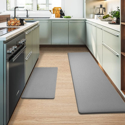 2 Pcs Anti Fatigue Kitchen Mat, Thick Cushioned, Waterproof, Non Skid Standing Rugs and Mats for Office, Home, Grey Pattan Australia