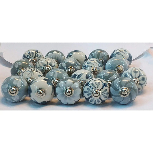 Grey & White, Cream Hand Painted Ceramic Knobs for Cabinet and Drawer 10pcs pattanaustralia