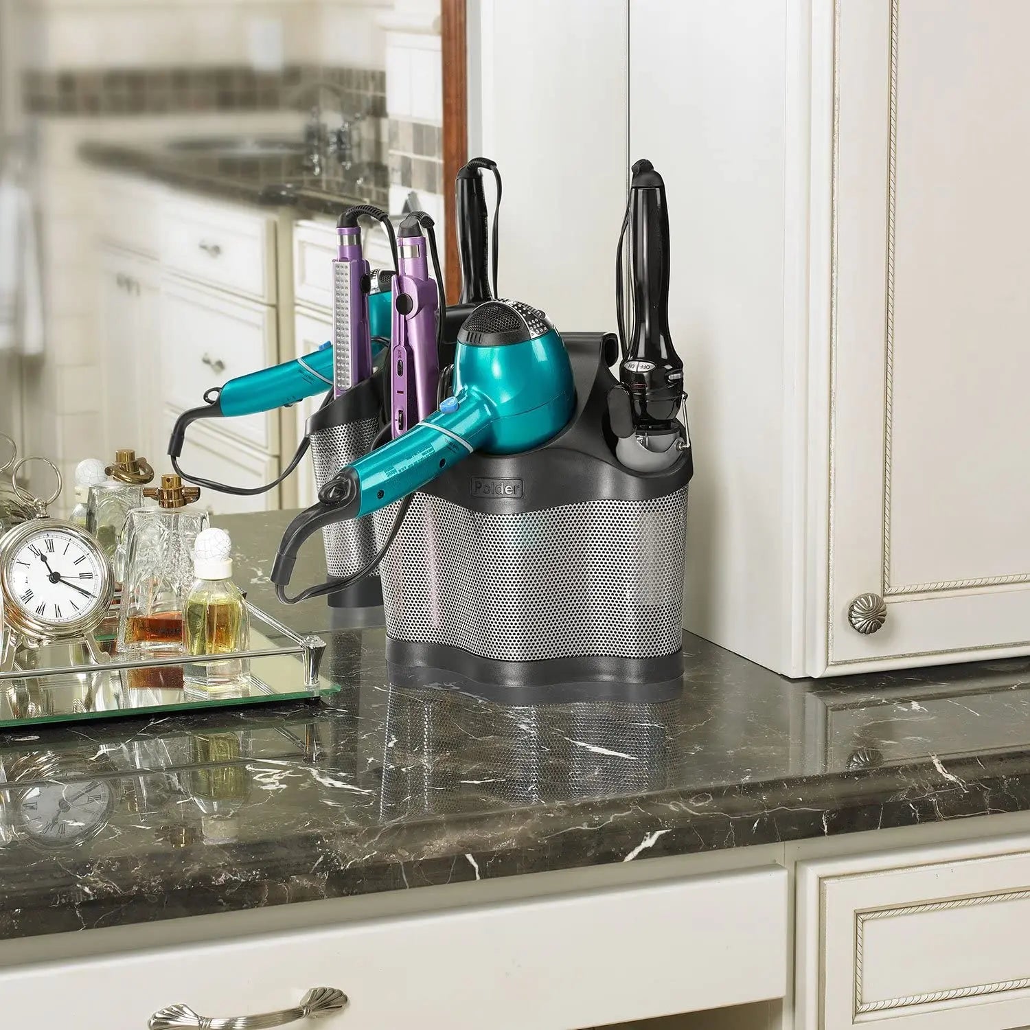 Polder Stainless Steel Style Station Hair Appliance Accessory, Black Pattan Australia