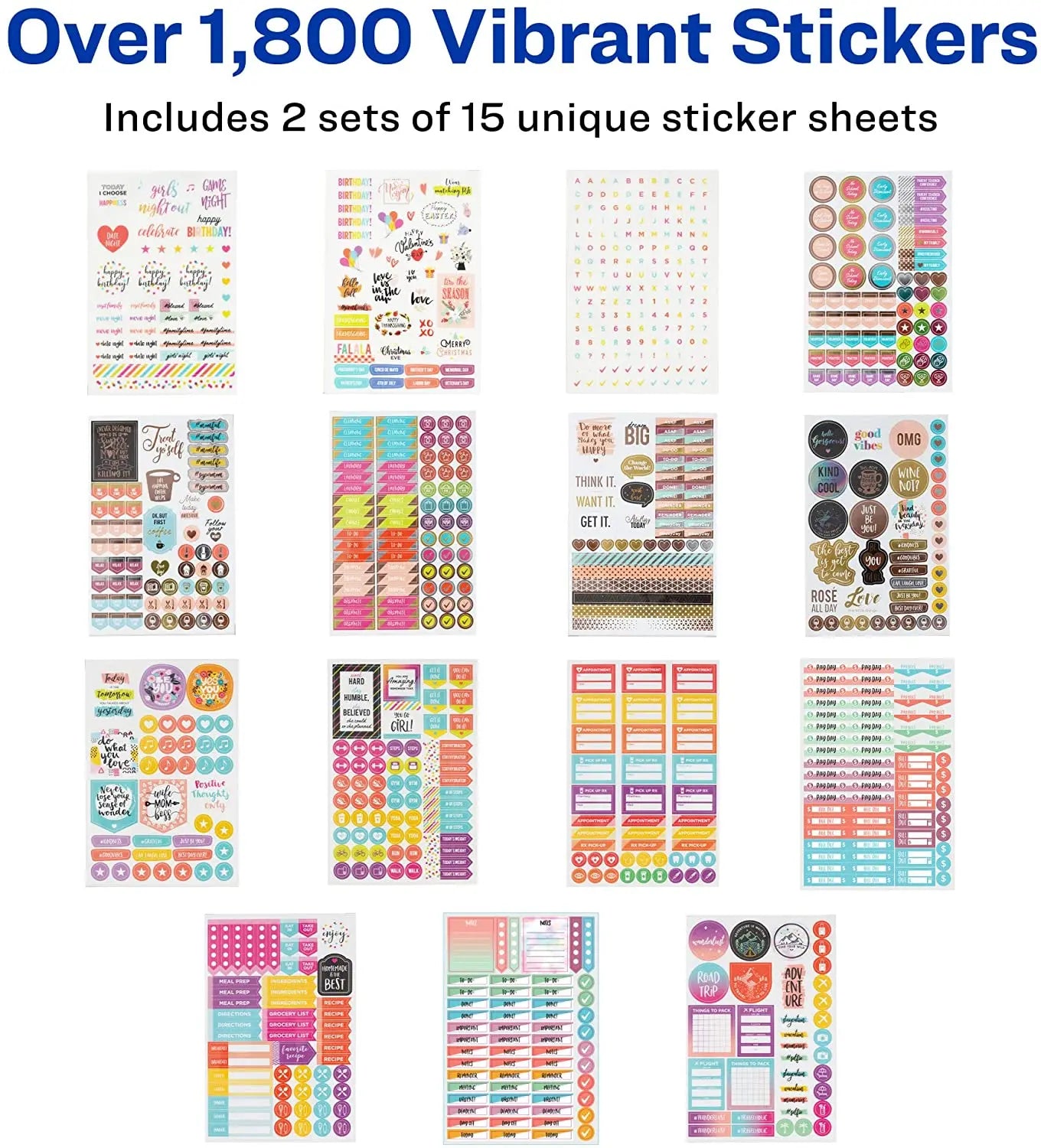 Avery Planner Sticker Variety Pack, 30 Sticker Sheets Pattan Australia