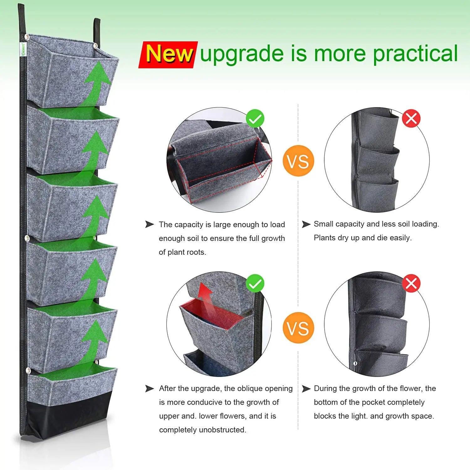 Vertical Wall Garden Planter with 6 Pockets  Growth Design, Large Space, Waterproof, Breathable Use for Hanging herb for Courtyard, Office, Home pattanaustralia