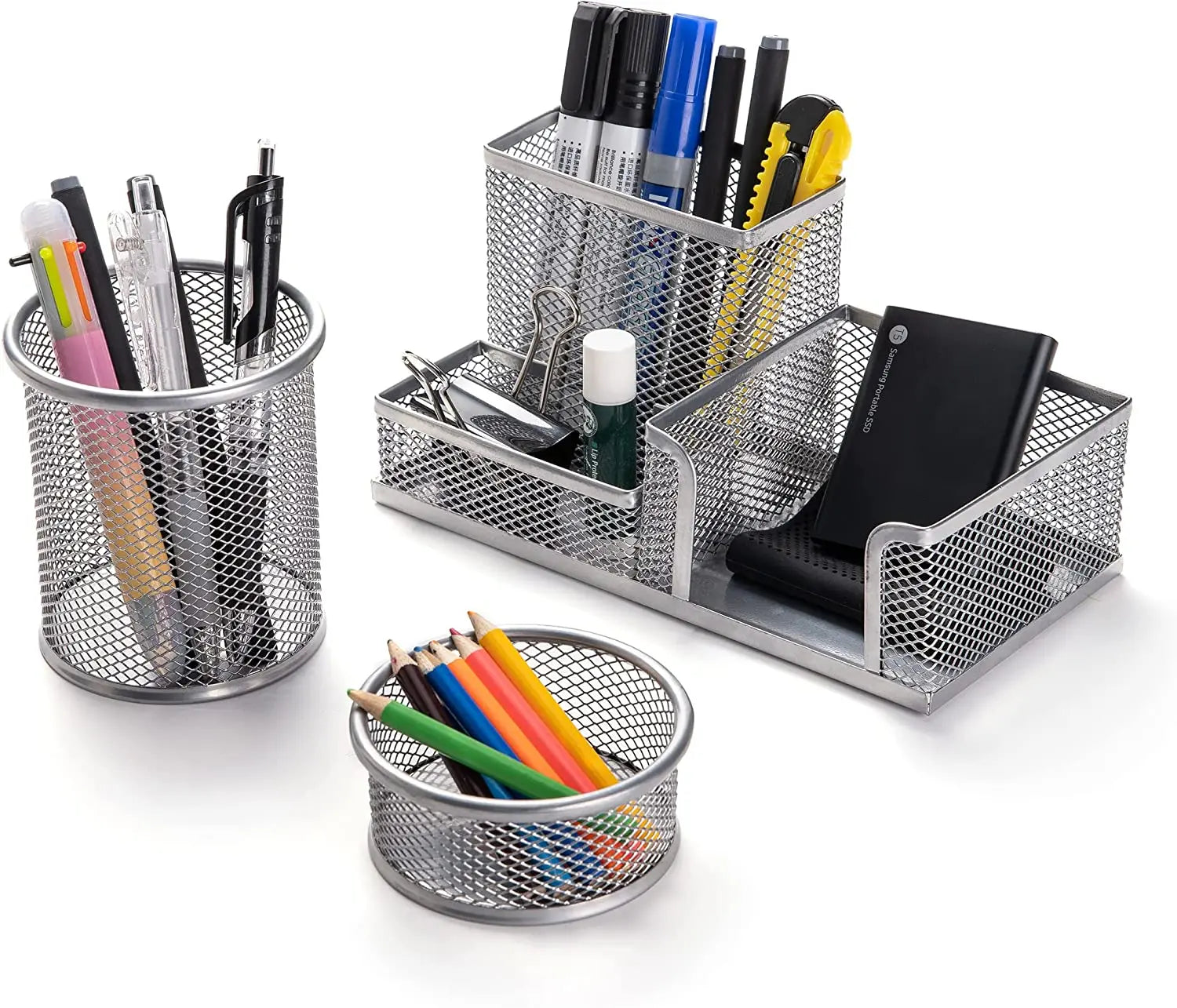 Desk Organizer Set with Pen Holder, Metal Mesh Pencil Holder Pattan Australia