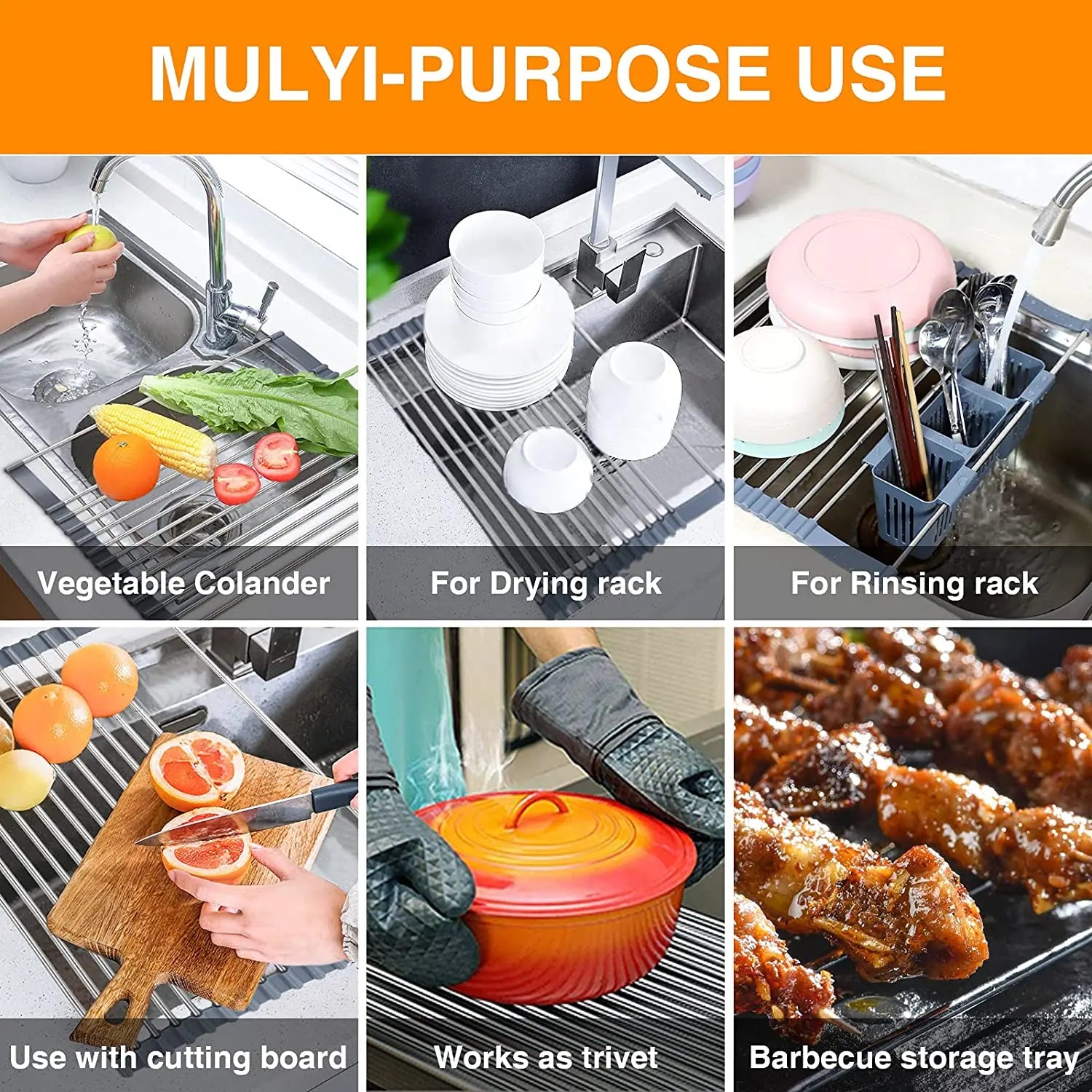 Expandable Roll Up Dish Drying Rack Up to 22.8''with Storage Baskets and Shelf Tray Pattan Australia