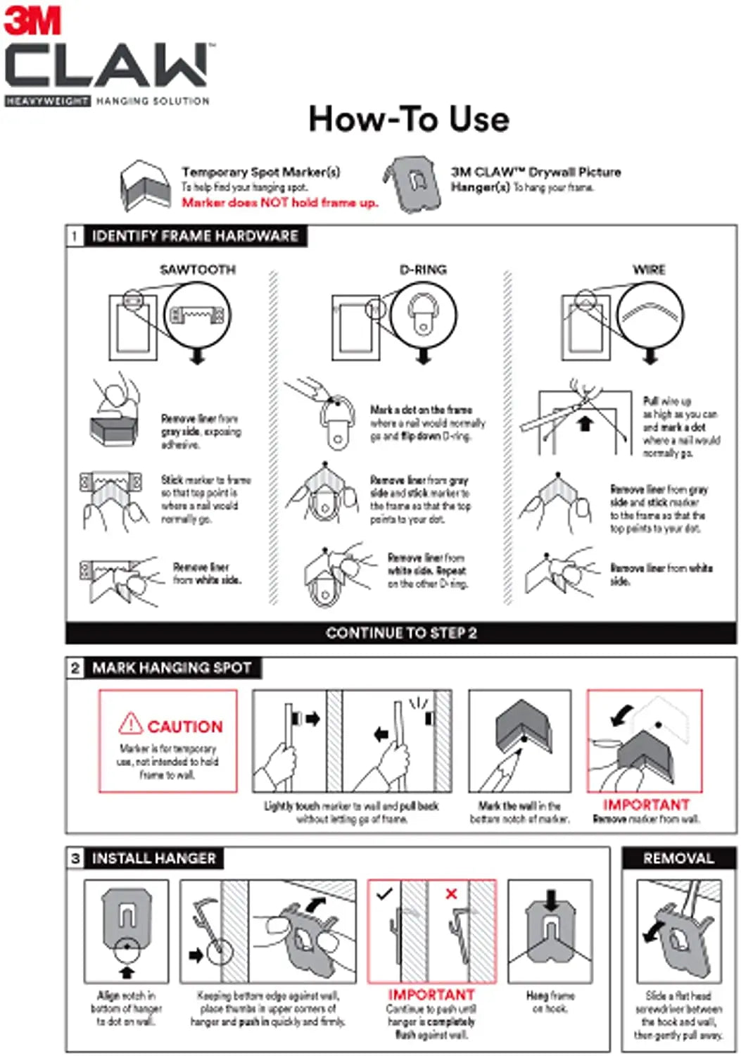CLAW 5 Drywall Picture Hangers with Spot Markers, 25 lb Pattan Australia